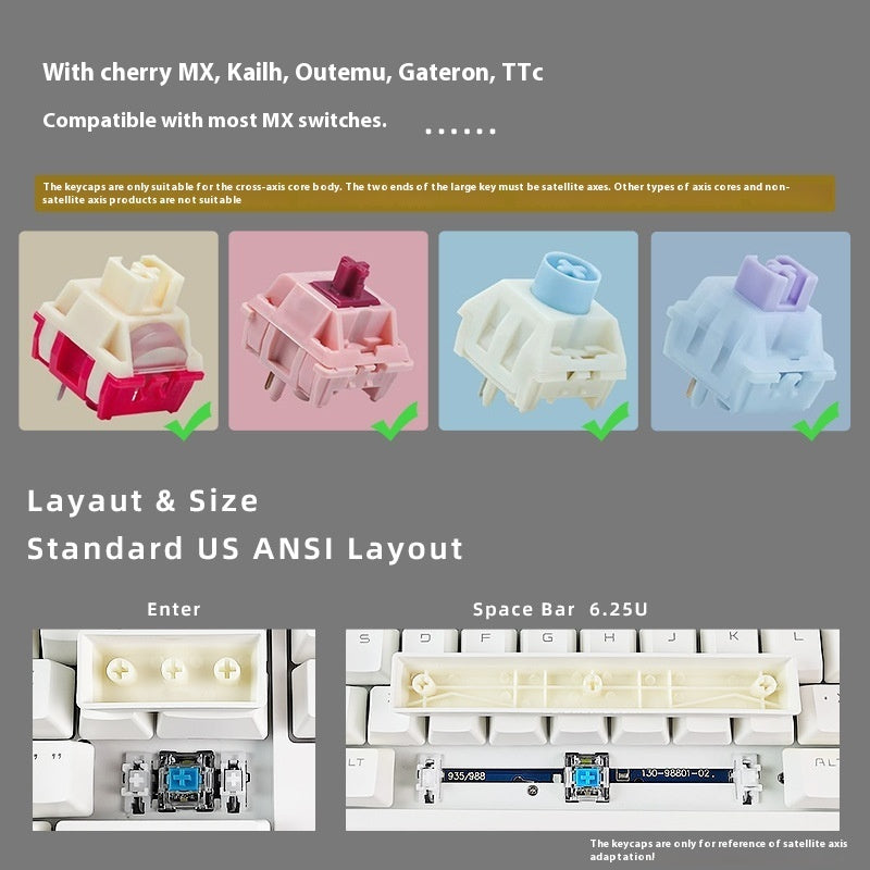 Sky Blue Gradient Positive Engraving Luminous 134 Mechanical Key Cap Two-color PBT Injection Molding 0EM Height