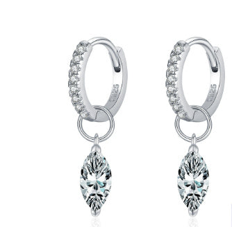 S925 Sterling Silver Light Luxury Diamond Horse Eye Smart Pendant Earrings