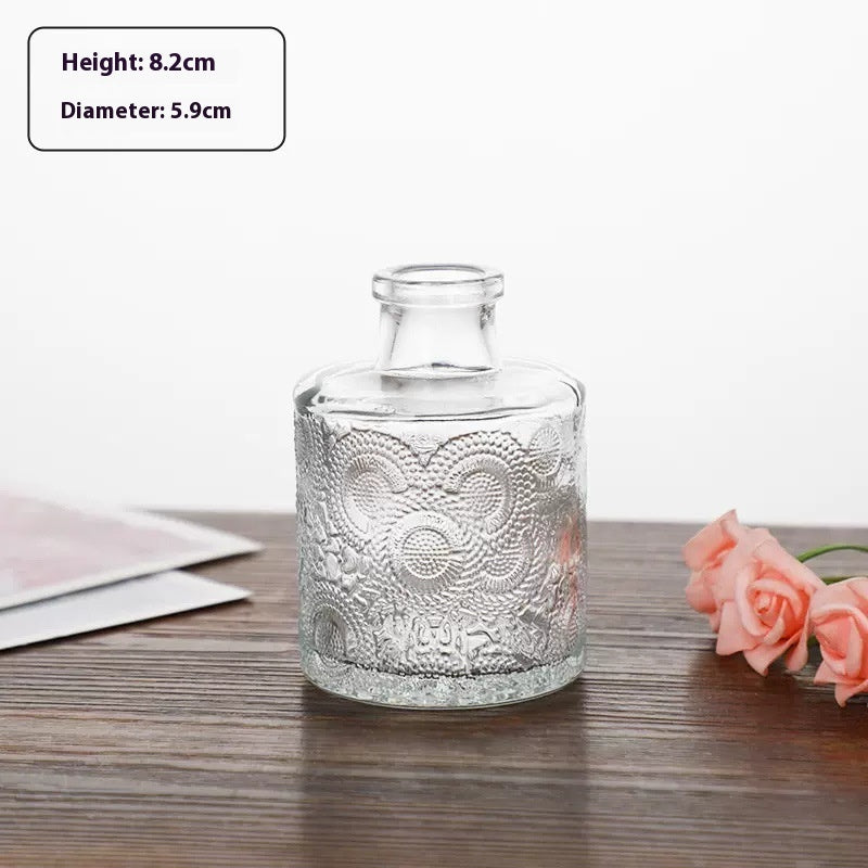 Retro Embossed French American Mini Glass Small Vase