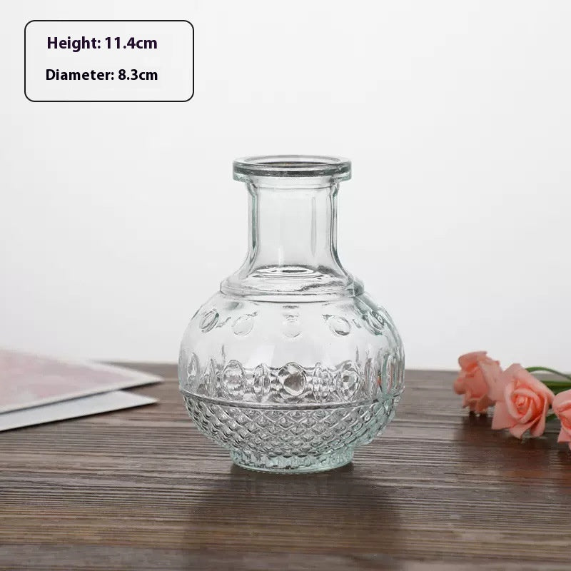 Retro Embossed French American Mini Glass Small Vase