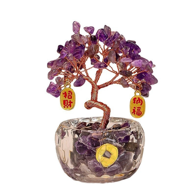 Natural Citrine Pachira Macrocarpa Ornaments Amethyst Lucky Tree