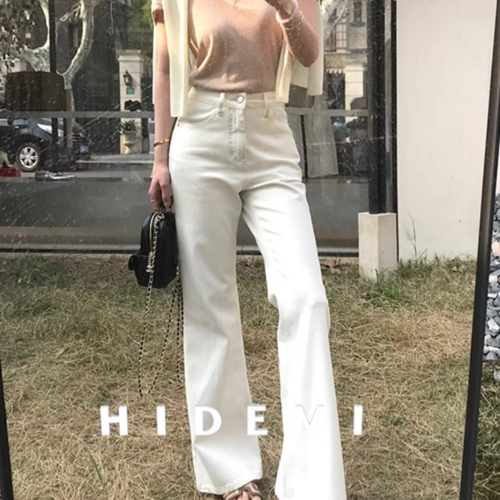 High Waisted Slim Pants With Straight Leg And Wide Leg Pants For Floor Dragging