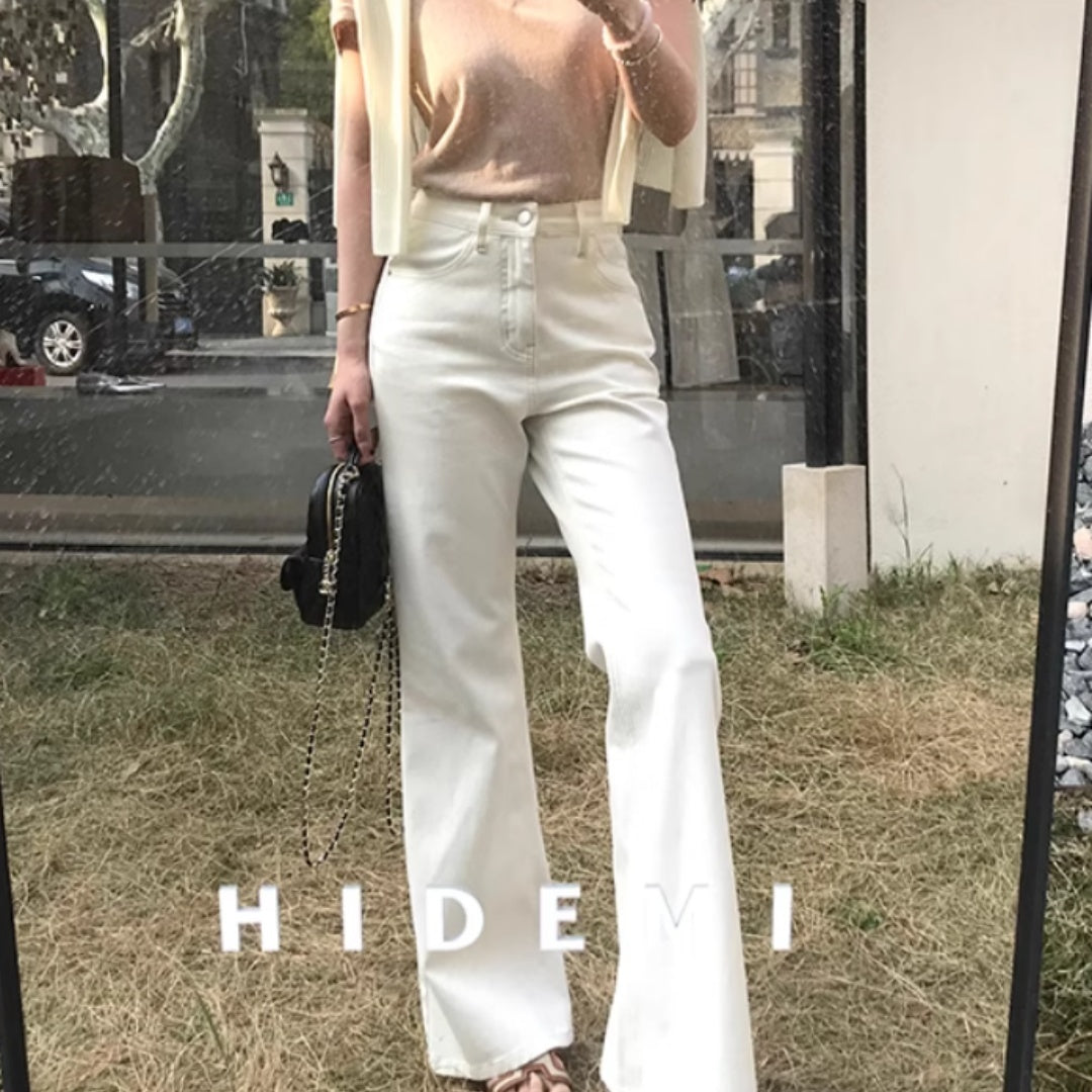 High Waisted Slim Pants With Straight Leg And Wide Leg Pants For Floor Dragging