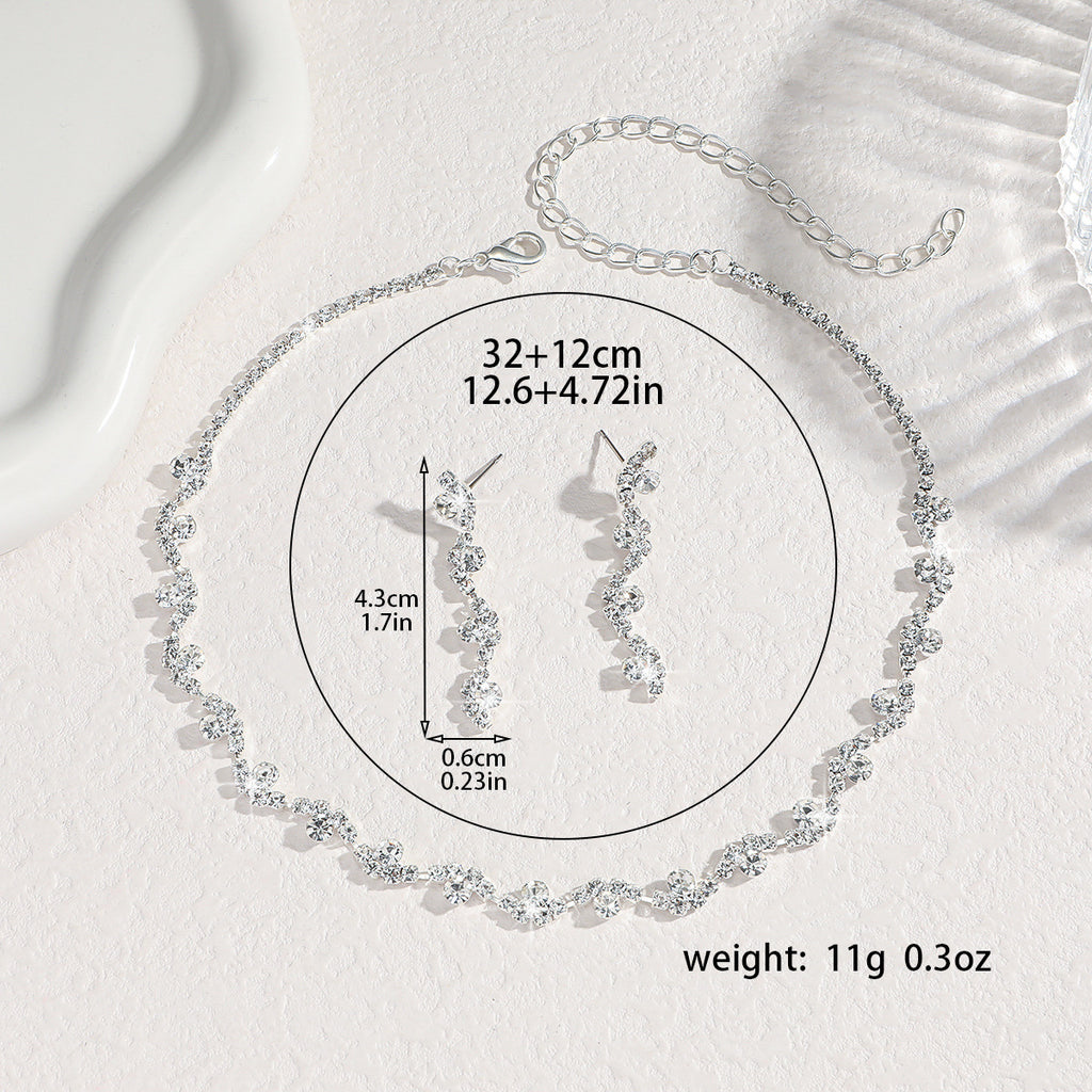 Fashion Elegant Rhinestone Ear Stud Necklace Women's Suit