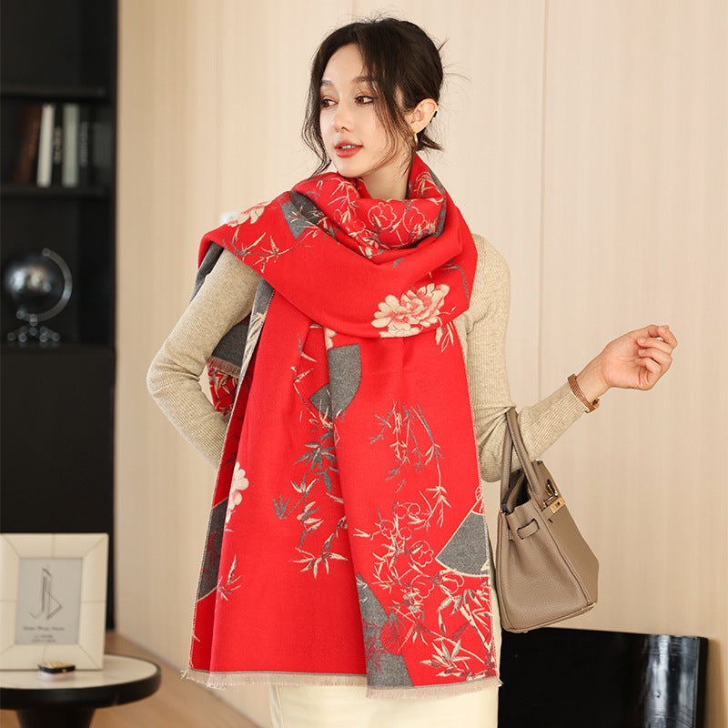 Age-reducing Yellow Cashmere-like Thick Warm Scarf