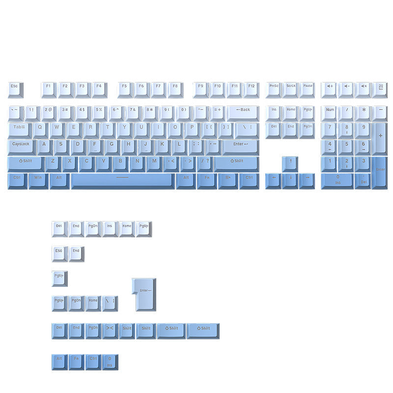 Sky Blue Gradient Positive Engraving Luminous 134 Mechanical Key Cap Two-color PBT Injection Molding 0EM Height