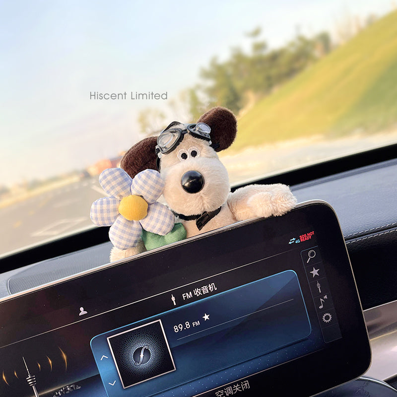 Cute Pilot Dog Car Pregnant Block Decoration Doll