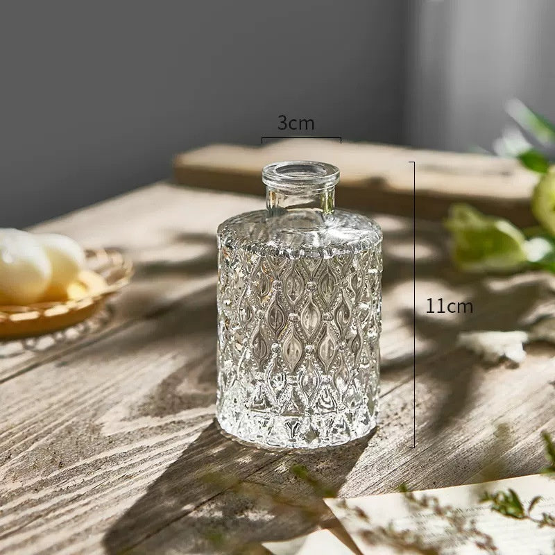 Retro Embossed French American Mini Glass Small Vase