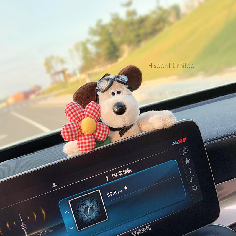 Cute Pilot Dog Car Pregnant Block Decoration Doll