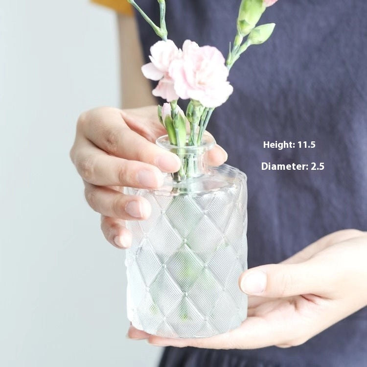 Retro Embossed French American Mini Glass Small Vase