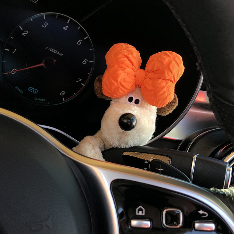 Cute Pilot Dog Car Pregnant Block Decoration Doll