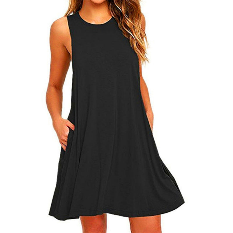 Sleeveless Pocket Vest Dress Women's Clothing